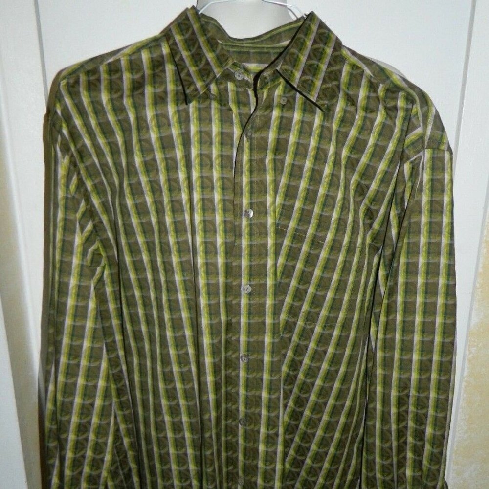 Bugatchi Uomo Long Sleeve Green Purple Striped